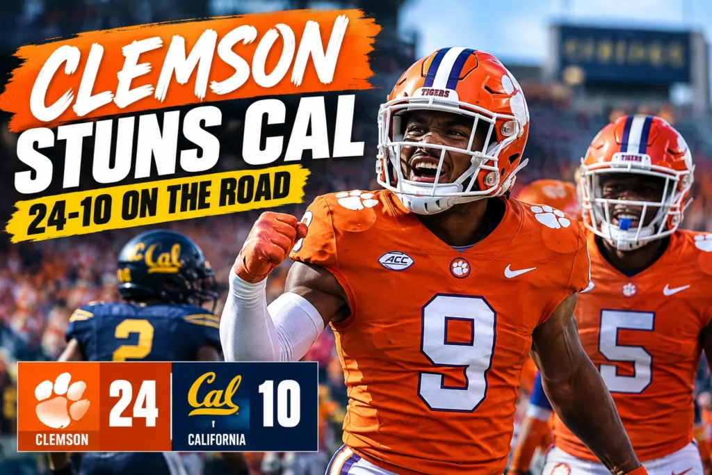 Clemson Stuns Cal 24-10 on the Road