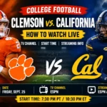 Clemson and California meet in a prime-time ACC college football matchup at California Memorial Stadium.