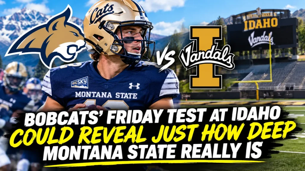 Montana State Bobcats football players preparing for a Friday game against Idaho Vandals