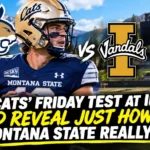 Montana State Bobcats football players preparing for a Friday game against Idaho Vandals