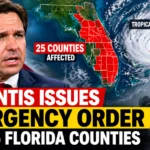 Ron DeSantis announces an emergency order for 25 Florida counties as Tropical Depression Nine forms.