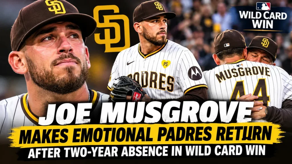 Joe Musgrove returns to pitch for the San Diego Padres in a Wild Card win after a two-year absence.