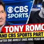 Tony Romo during his CBS Sports broadcasting career as the network ends his nine-year run following an OWI arrest.